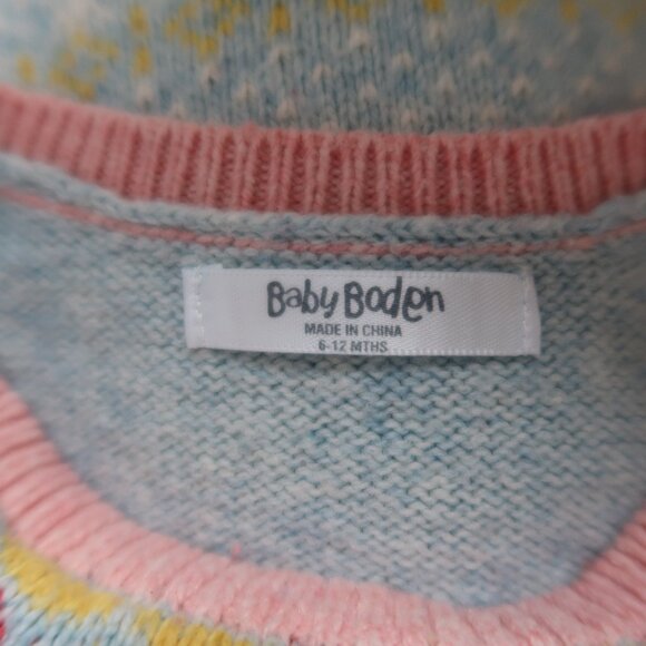 Baby Boden Sweater Dress Fair Isle 6-12M Pink Blue Christmas Winter dress - Picture 3 of 3